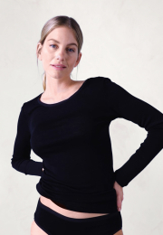 Langærmet t-shirt | 100% uld | Sort -JBS of Denmark Women