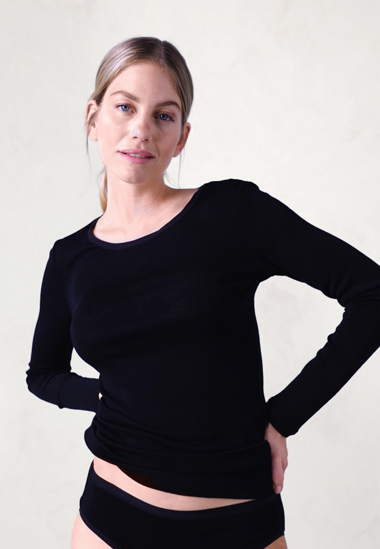 Langærmet t-shirt | 100% uld | Sort -JBS of Denmark Women