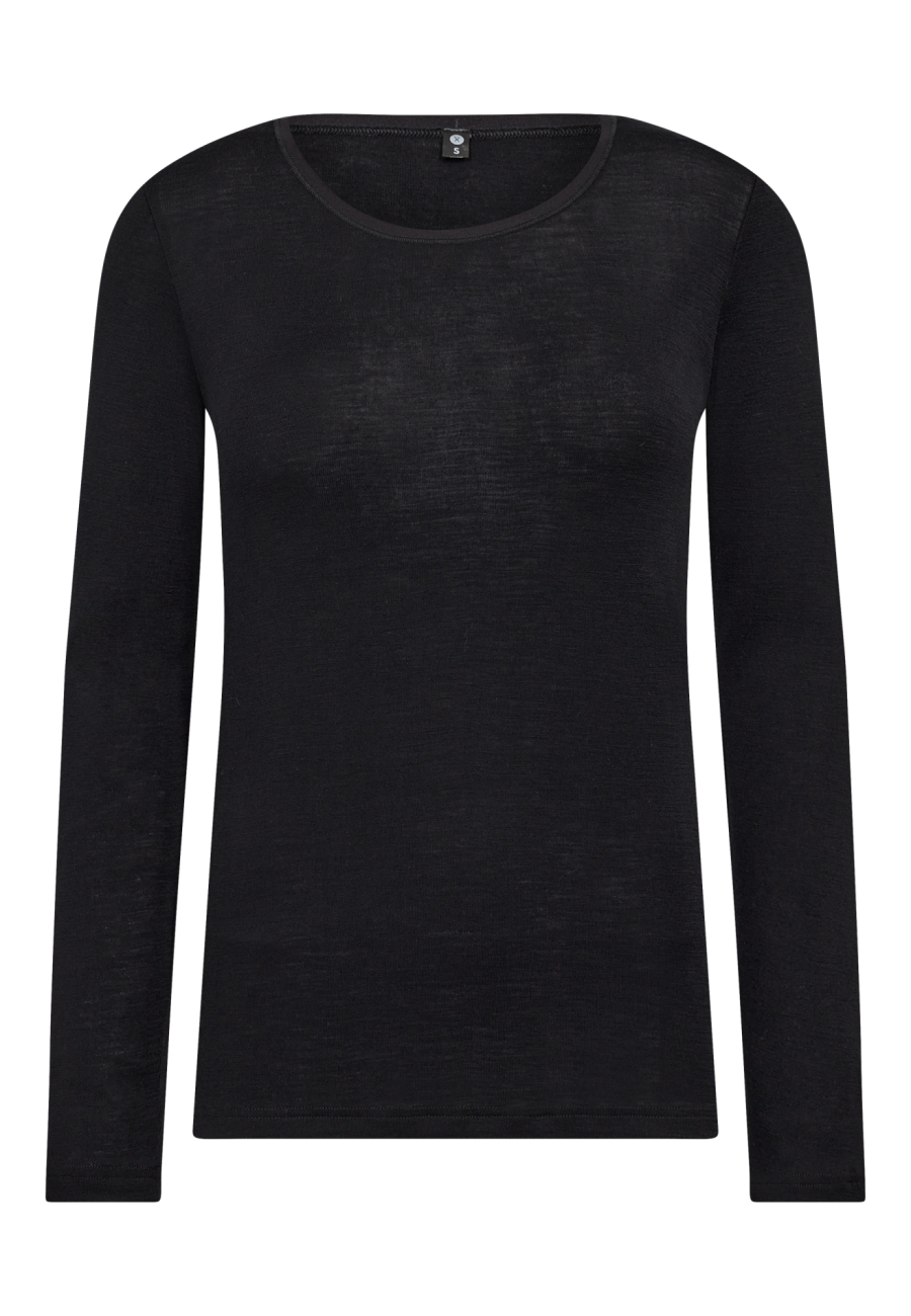 Langærmet t-shirt | 100% uld | Sort -JBS of Denmark Women