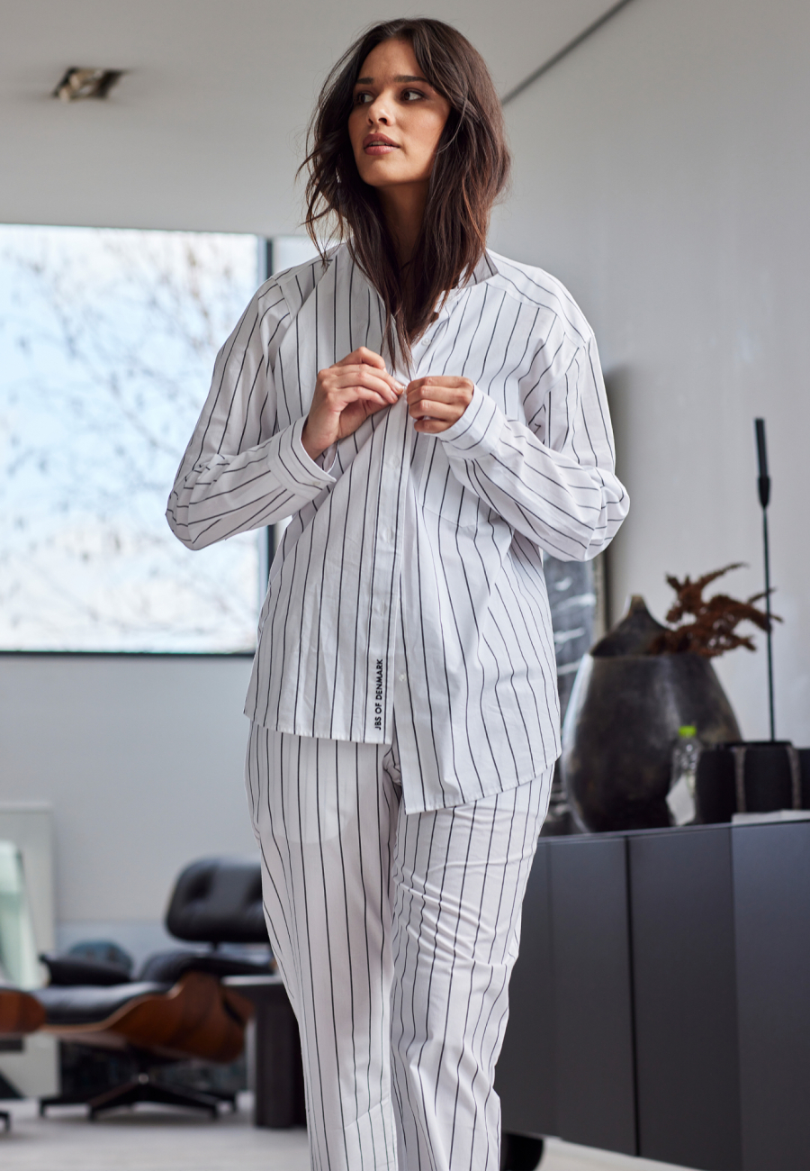 Pyjamasskjorte | Økologisk bomuld | Hvid -JBS of Denmark Unisex