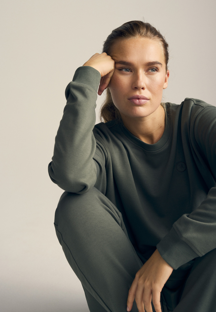 Sweatshirt med logo | Bambusviskose | Grøn -JBS of Denmark Women