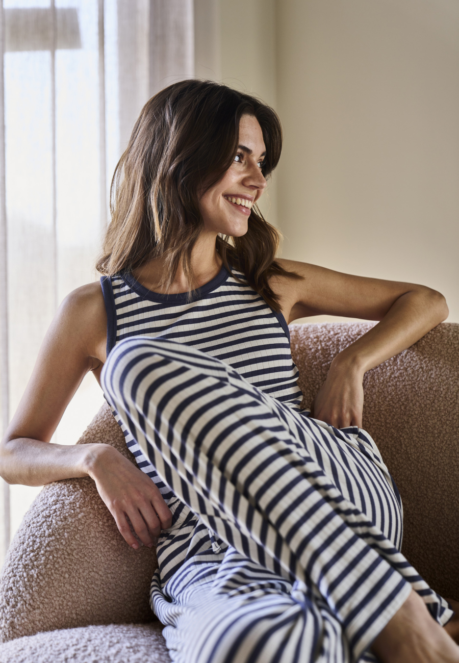 Tanktop "rib"  | Bambusviskose | Blåstribet -JBS of Denmark Women