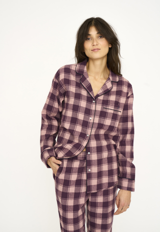 Pyjamasskjorte | 100% økologisk bomuld | Rødternet -JBS of Denmark Women