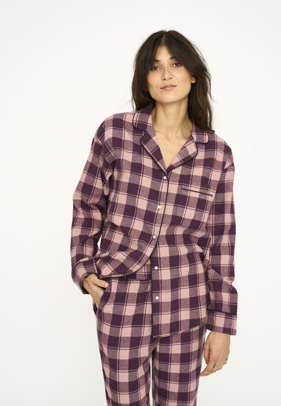 Pyjamasskjorte | 100% økologisk bomuld | Rødternet -JBS of Denmark Women