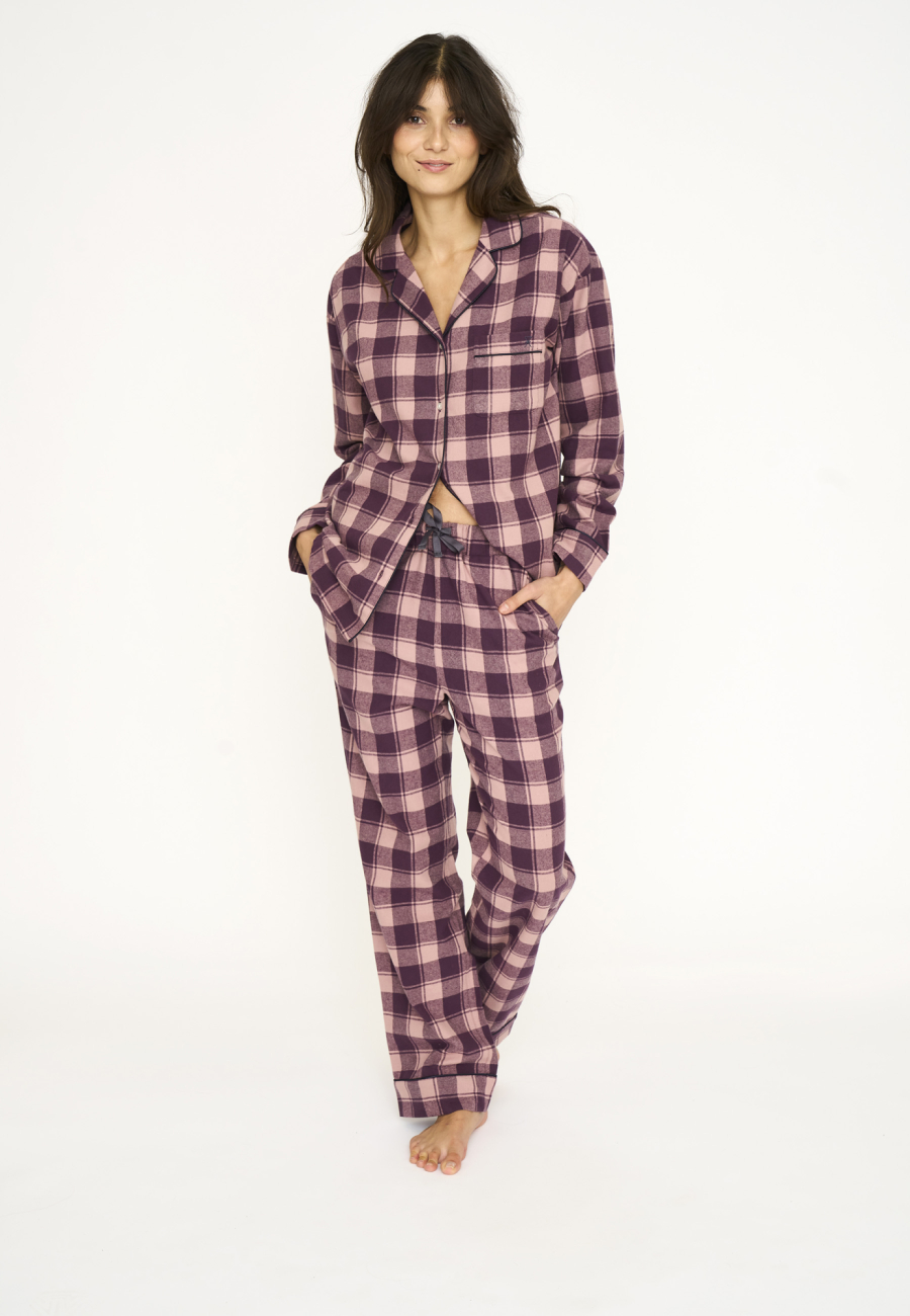 Pyjamasskjorte | 100% økologisk bomuld | Rødternet -JBS of Denmark Women