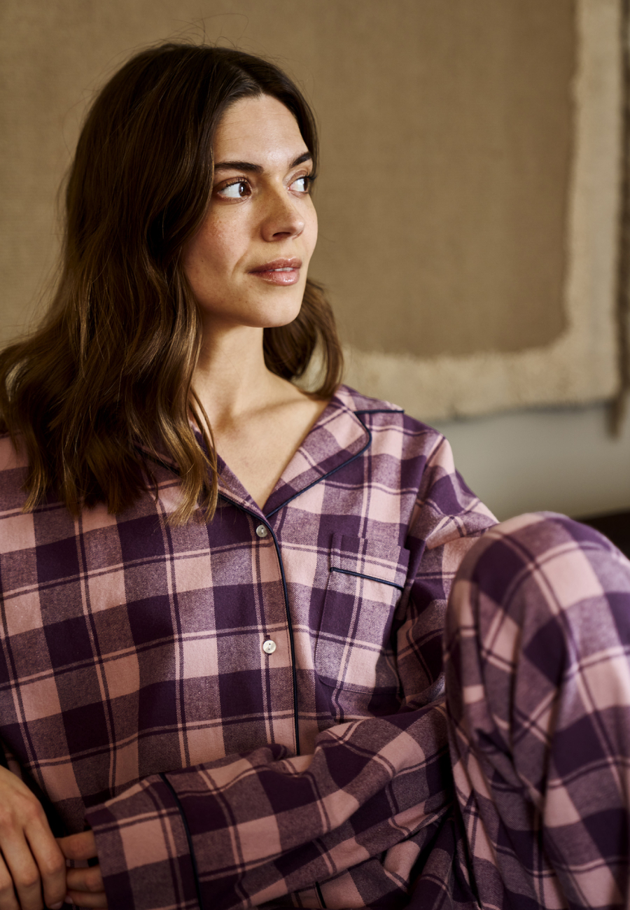 Pyjamasskjorte | 100% økologisk bomuld | Rødternet -JBS of Denmark Women