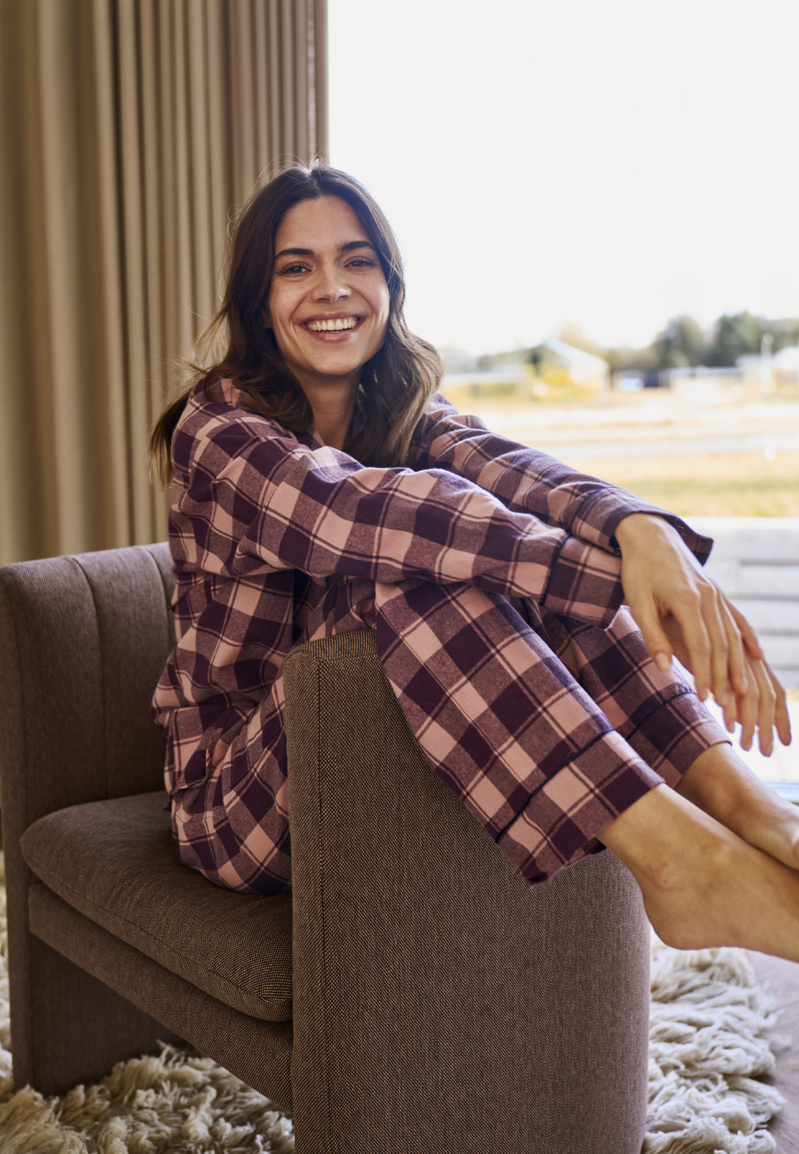 Natbukser "flannel" | 100% økologisk bomuld | Rødternet -JBS of Denmark Women