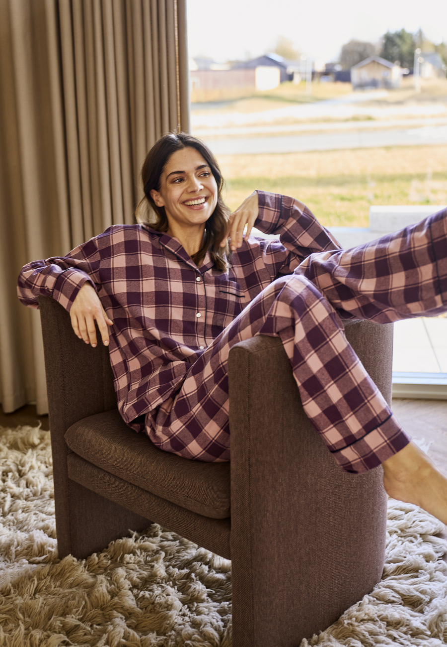 Natbukser "flannel" | 100% økologisk bomuld | Rødternet -JBS of Denmark Women