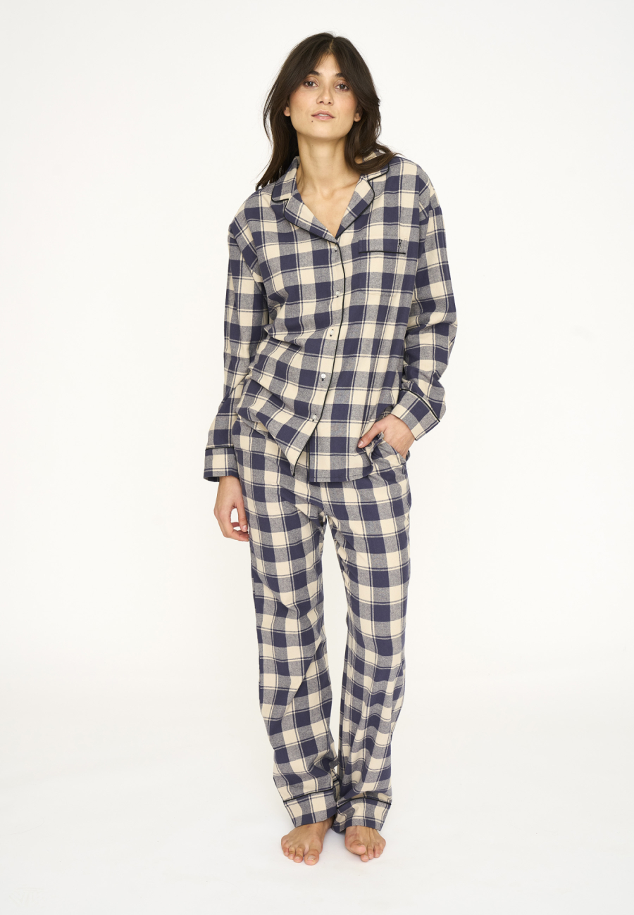 Pyjamasskjorte | 100% økologisk bomuld | Gråternet -JBS of Denmark Women