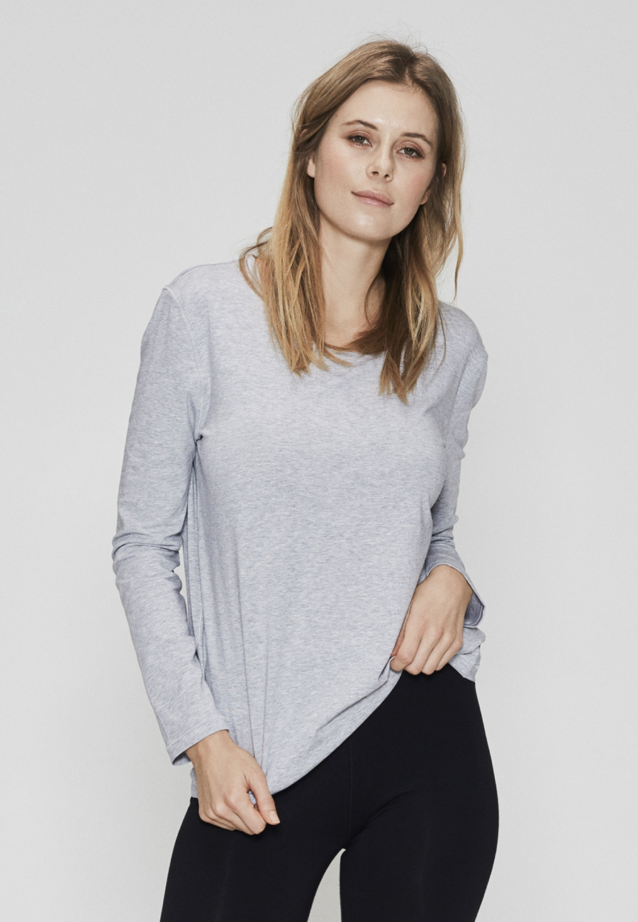 Langærmet t-shirt, Bambusviskose, Grå