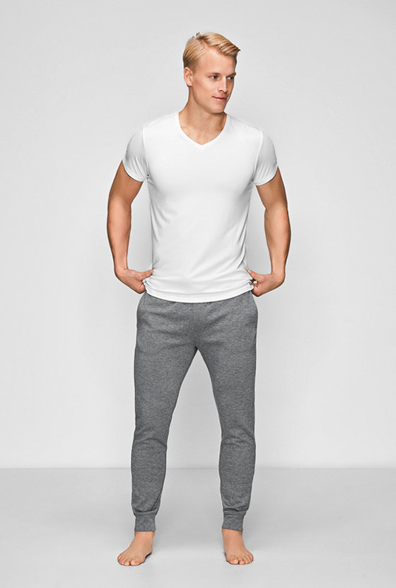 T-shirt v-hals, bambus, hvid