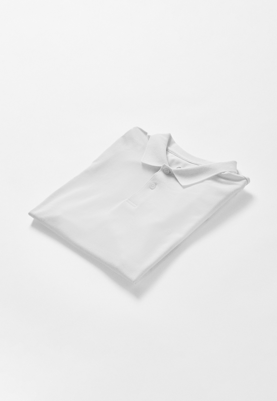 Piqué polo, Bambusviskose, Hvid