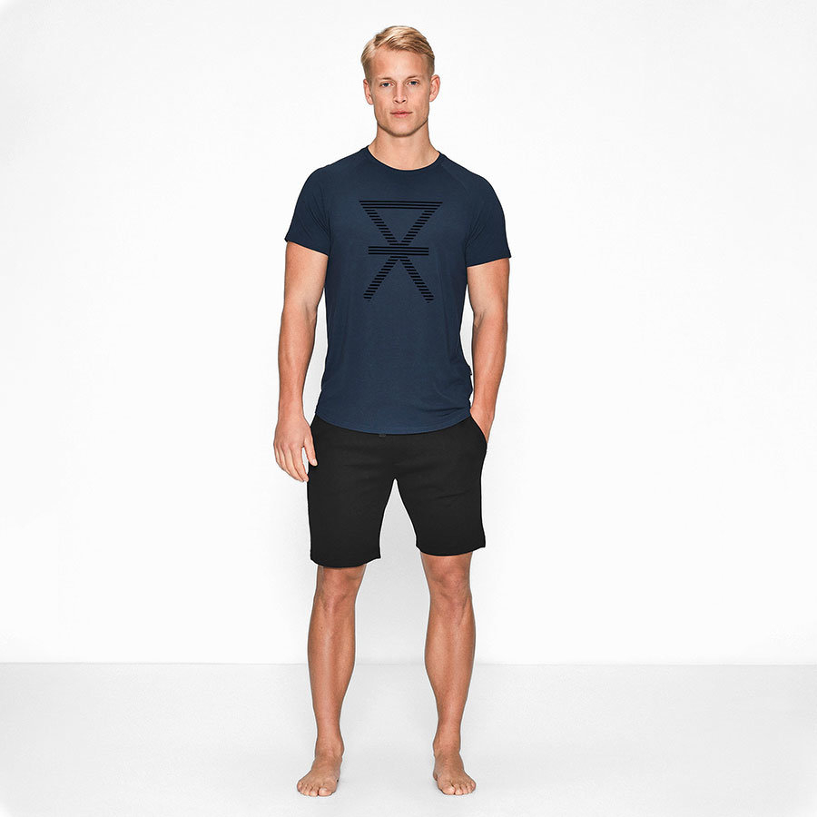 T-shirt med tryk, bambus, marine