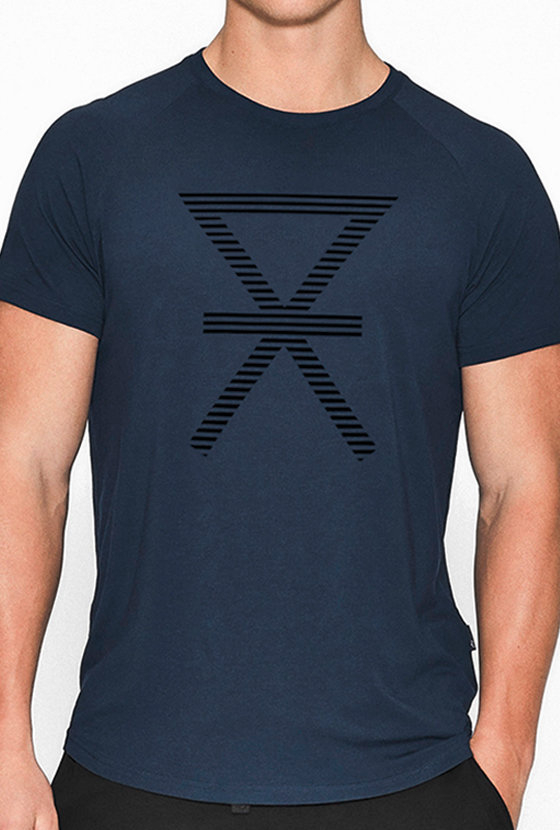 T-shirt med tryk, bambus, marine