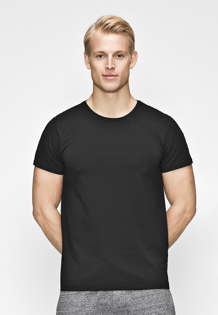 T-shirt o-hals, Økologisk bomuld, Sort