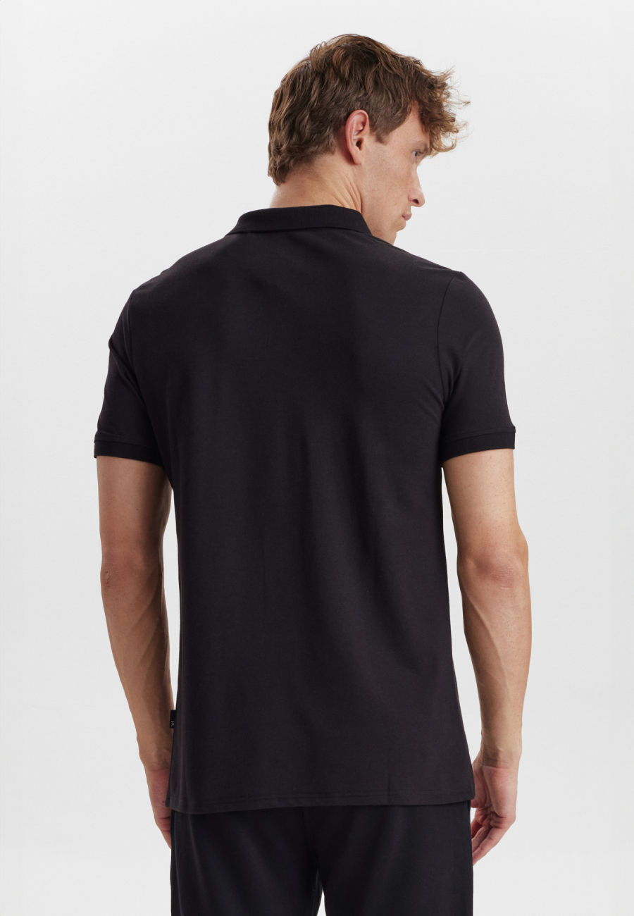 Piqué polo, Bambusviskose, sort