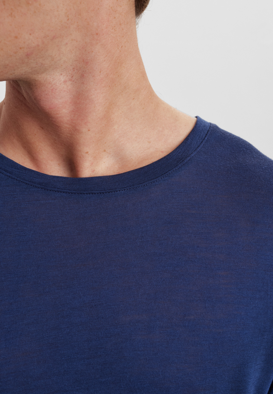 T-shirt, 100% økologisk GOTS uld, Navy