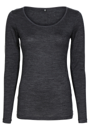 Langærmet t-shirt | Økologisk uld | Mørk grå -JBS of Denmark Women