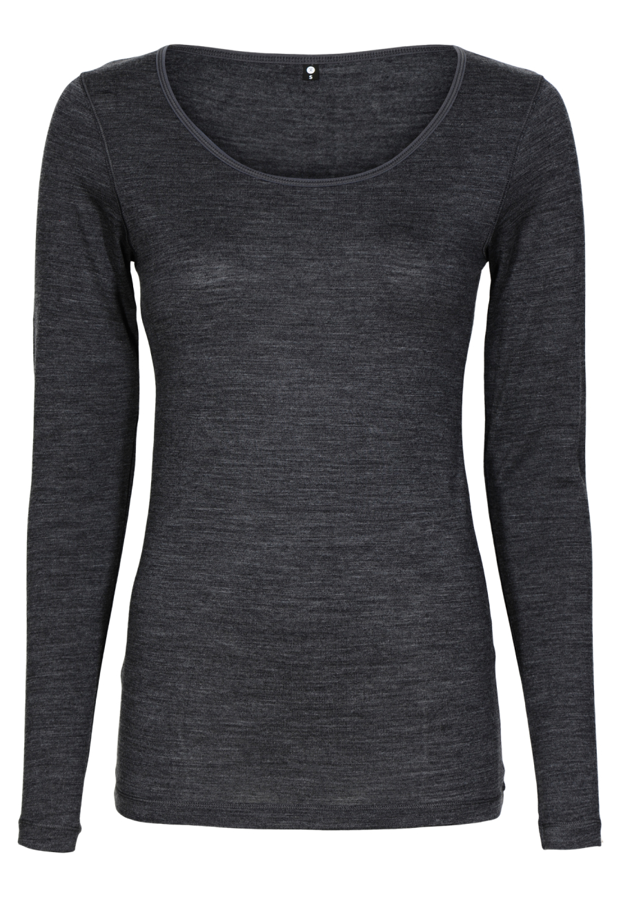 Langærmet t-shirt | Økologisk uld | Mørk grå -JBS of Denmark Women