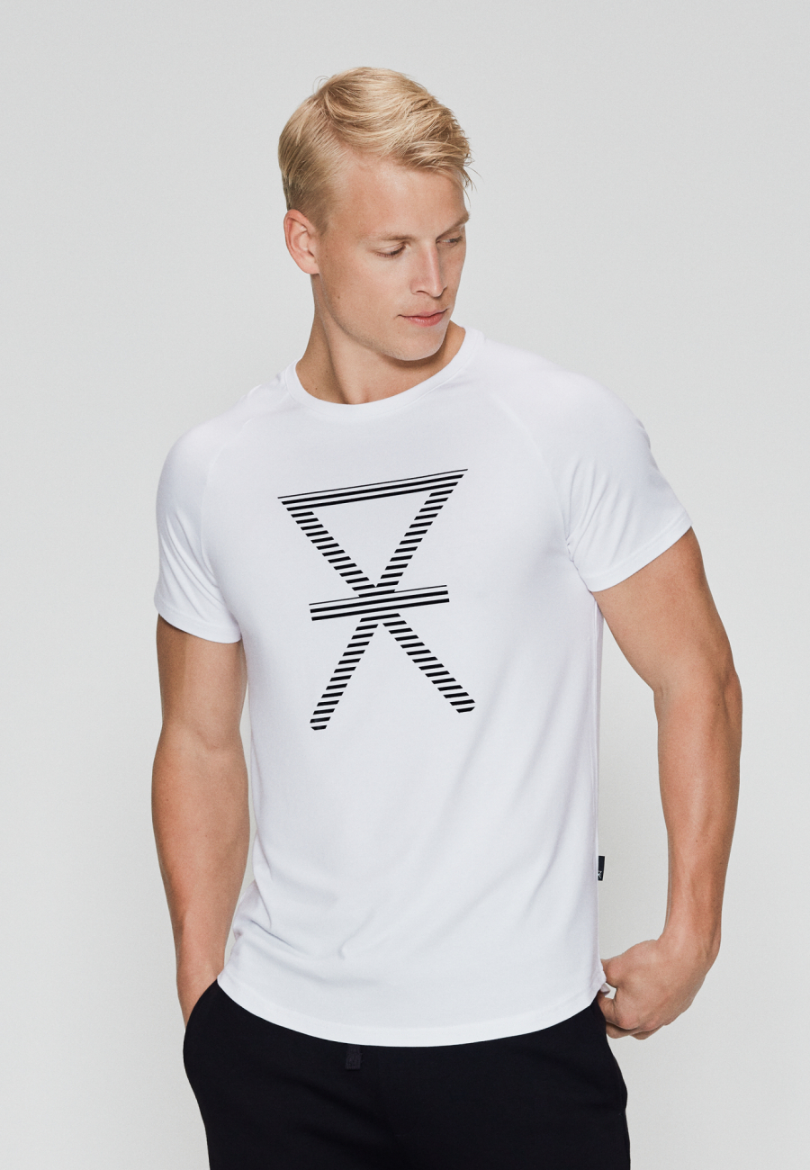 T-shirt med tryk, bambus, hvid