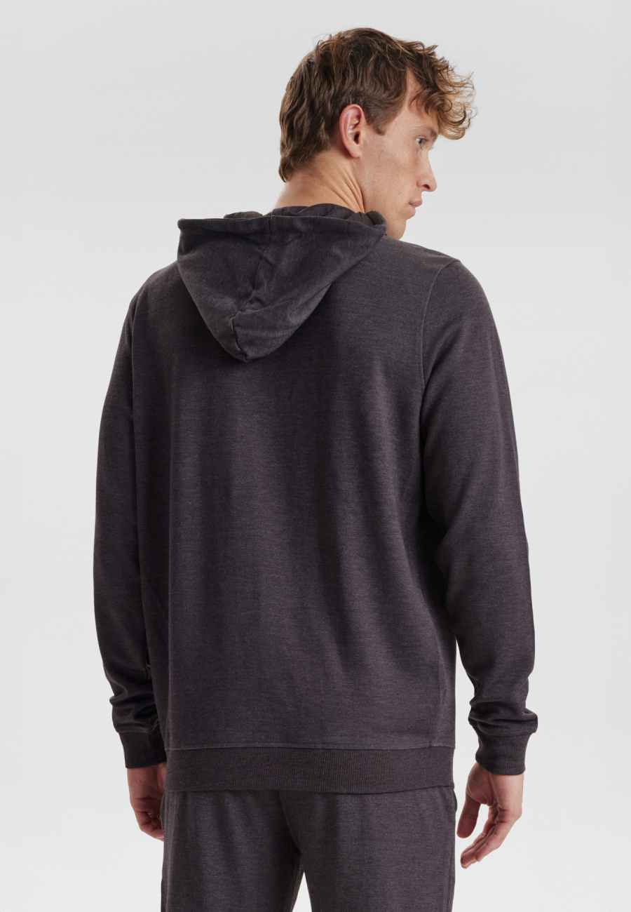 Hoodie med logo, Bambusviskose, Mørk grå