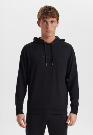 Hoodie med logo, Bambusviskose, Sort