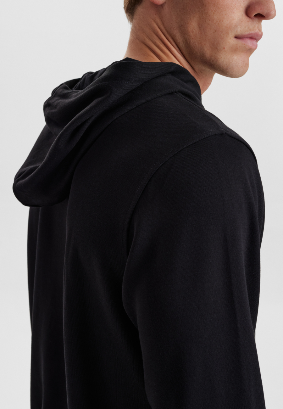 Hoodie med logo, Bambusviskose, Sort