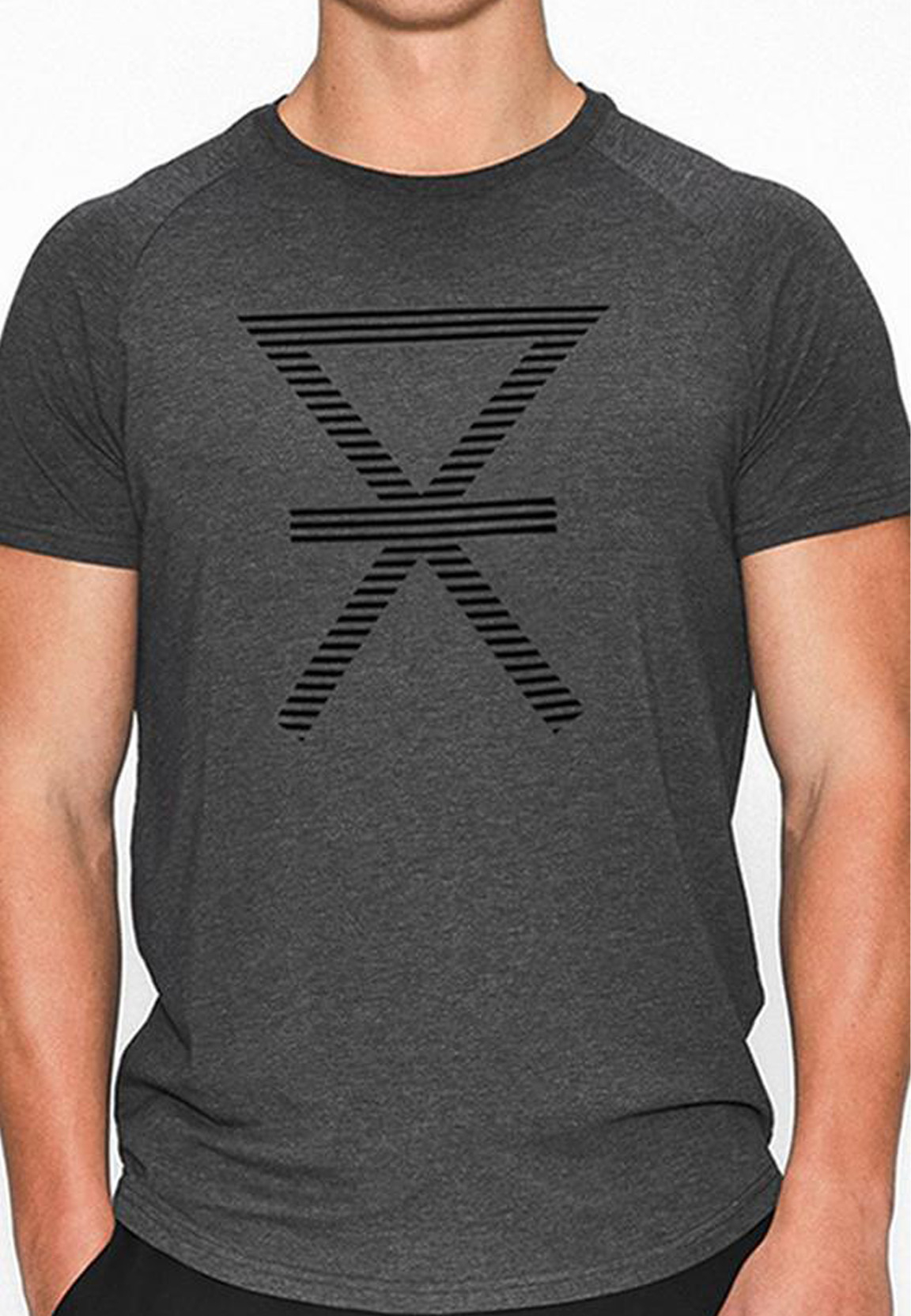 T-shirt med tryk, bambus, grå