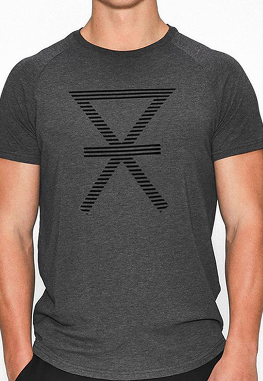 T-shirt med tryk, bambus, grå