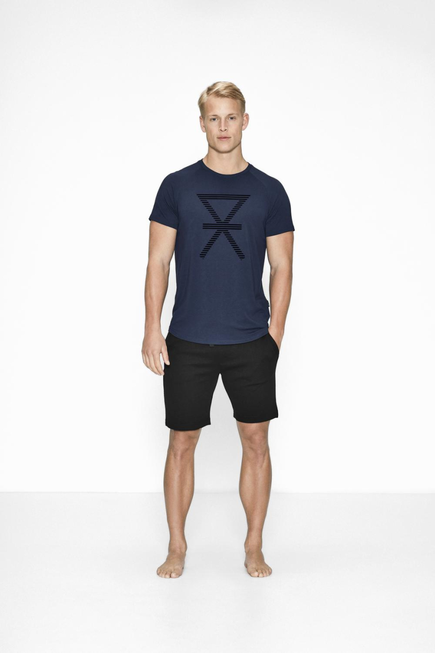 T-shirt med tryk, bambus, marine