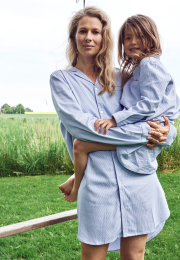 Skjorte-natkjole | Bambusviskose | Blå/hvid strib -JBS of Denmark Women