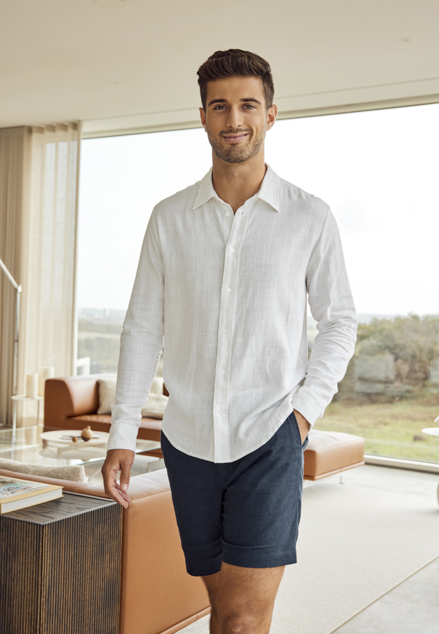 Skjorte | Hør/bambusviskose | Hvid -JBS of Denmark Men