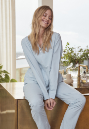 Natbukser "Seersucker" | Bambusviskose | Blå -JBS of Denmark Women