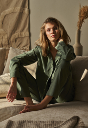 Pyjamasskjorte "Seersucker" | Bambusviskose | Grøn -JBS of Denmark Women