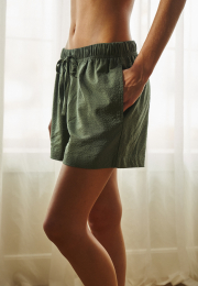 Pyjamasshorts "Seersucker" | Bambusviskose | Grøn -JBS of Denmark Women