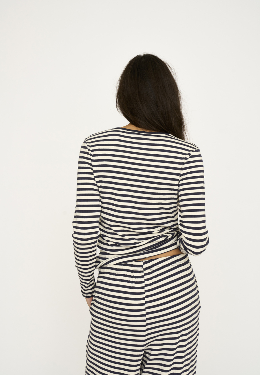 Langærmet T-shirt "rib" | Bambusviskose | Blåstribet -JBS of Denmark Women