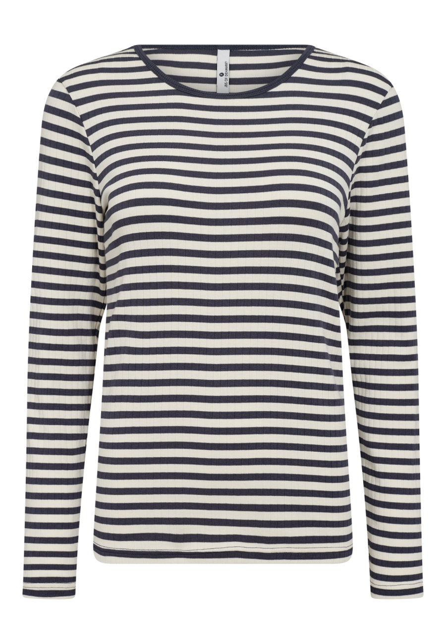 Langærmet T-shirt "rib" | Bambusviskose | Blåstribet -JBS of Denmark Women