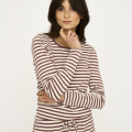 Langærmet T-shirt "rib" | Bambusviskose | Mørk rosastribet -JBS of Denmark Women