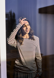 Langærmet T-shirt "rib" | Bambusviskose | Mørk rosastribet -JBS of Denmark Women