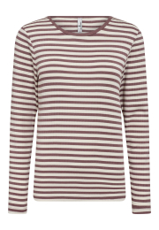 Langærmet T-shirt "rib" | Bambusviskose | Mørk rosastribet -JBS of Denmark Women