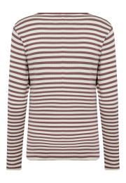 Langærmet T-shirt "rib" | Bambusviskose | Mørk rosastribet -JBS of Denmark Women