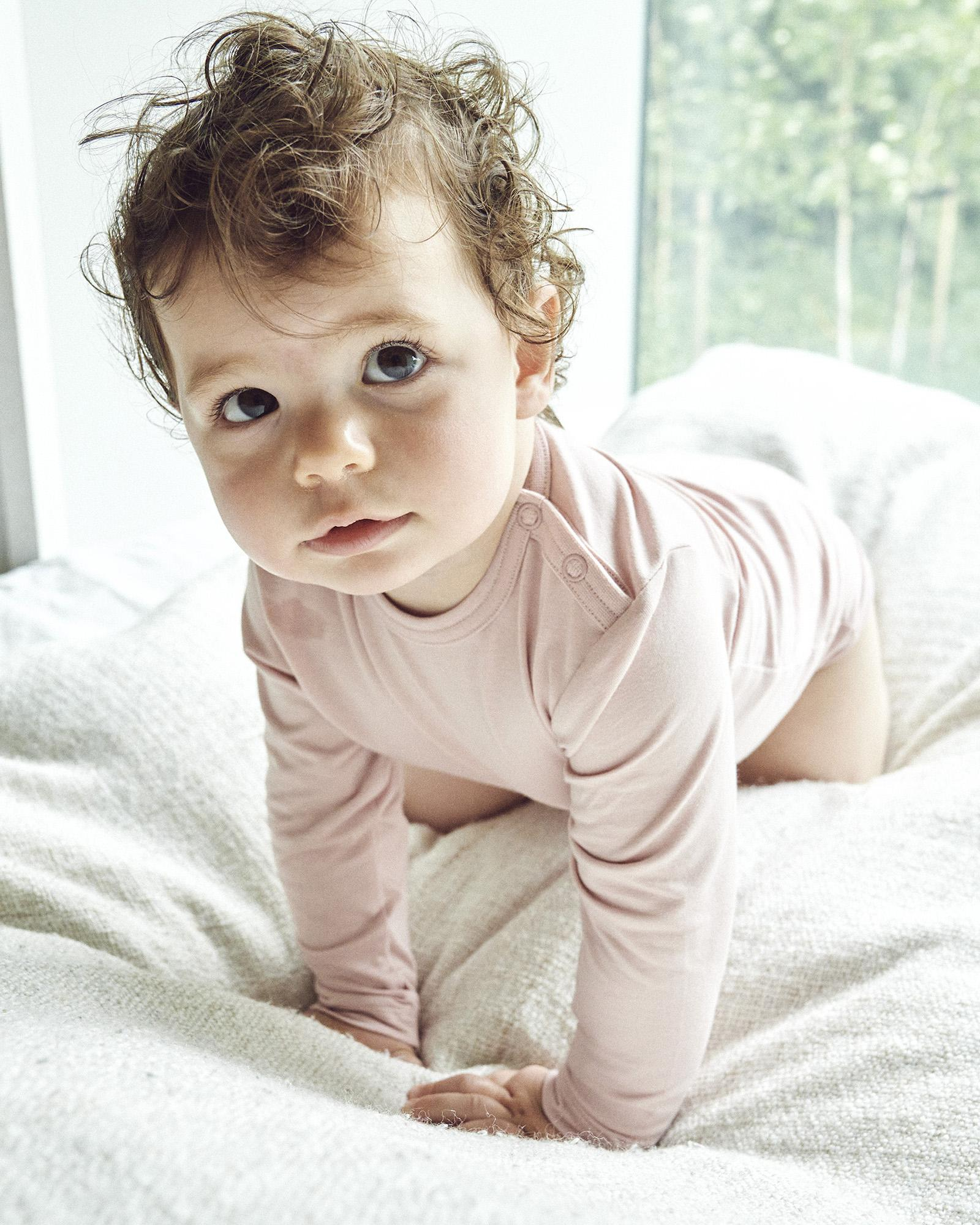Langærmet body, Bambusviskose, Rose