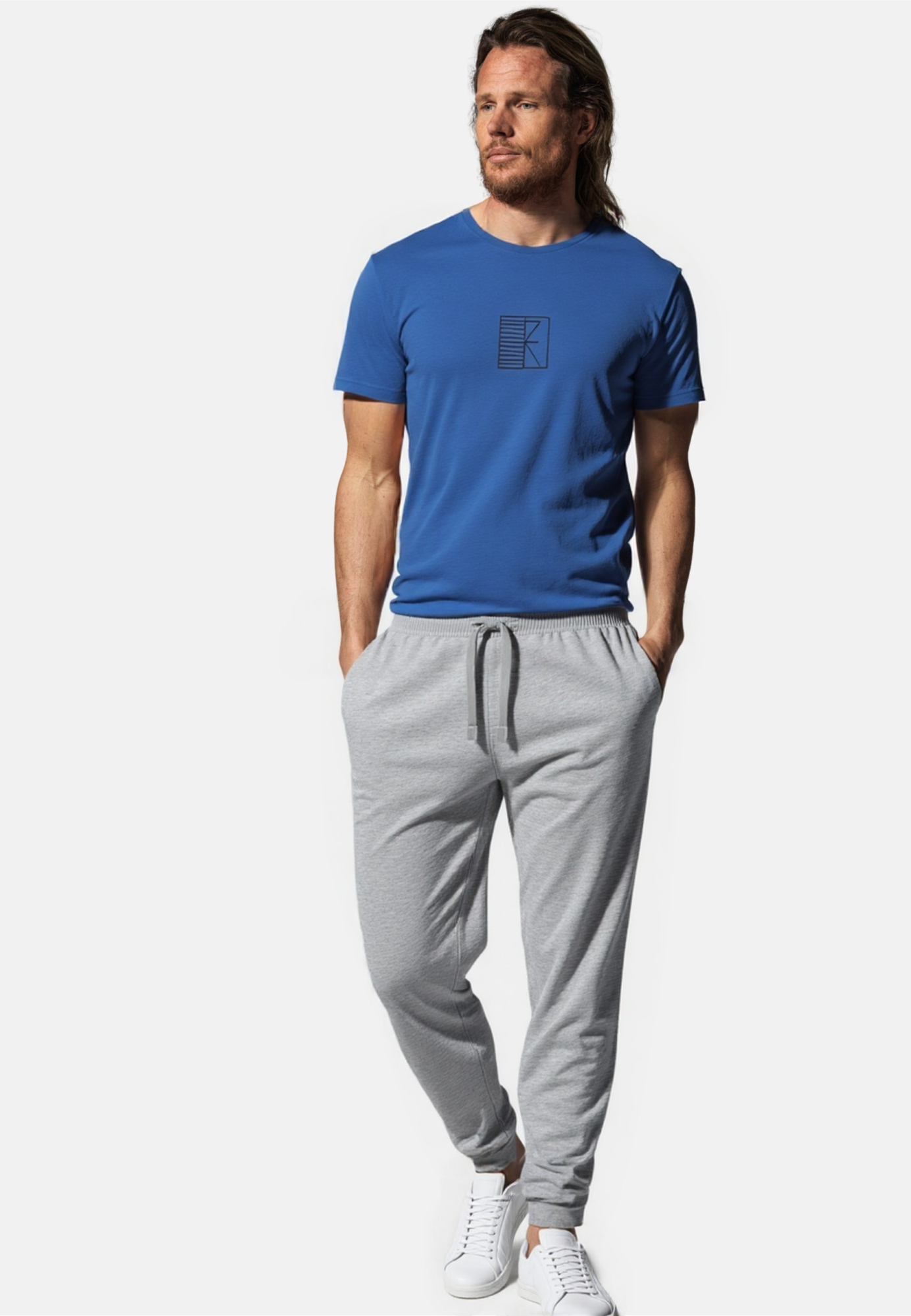T-shirt med logo, Bambusviskose, Blå
