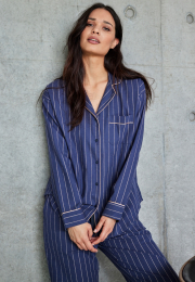 Pyjamasskjorte | 100% økologisk bomuld | Blå -JBS of Denmark Women