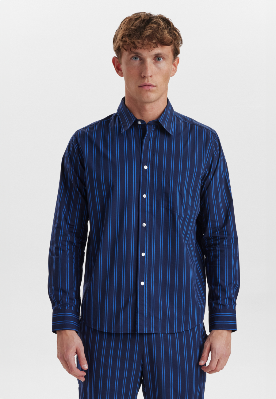 Pyjamasskjorte, Økologisk bomuld, Navy