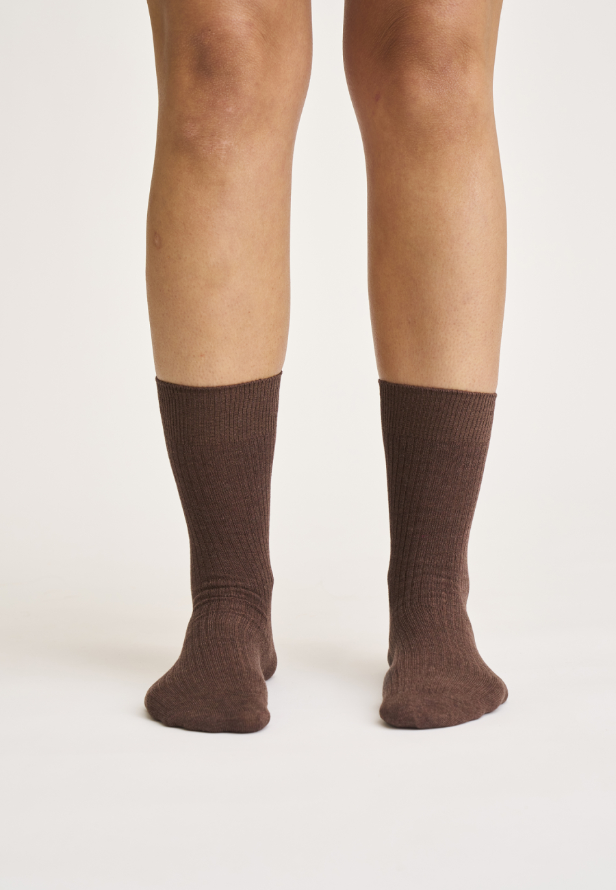 Strømper "rib" | Bambusviskose | Brun -JBS of Denmark Women