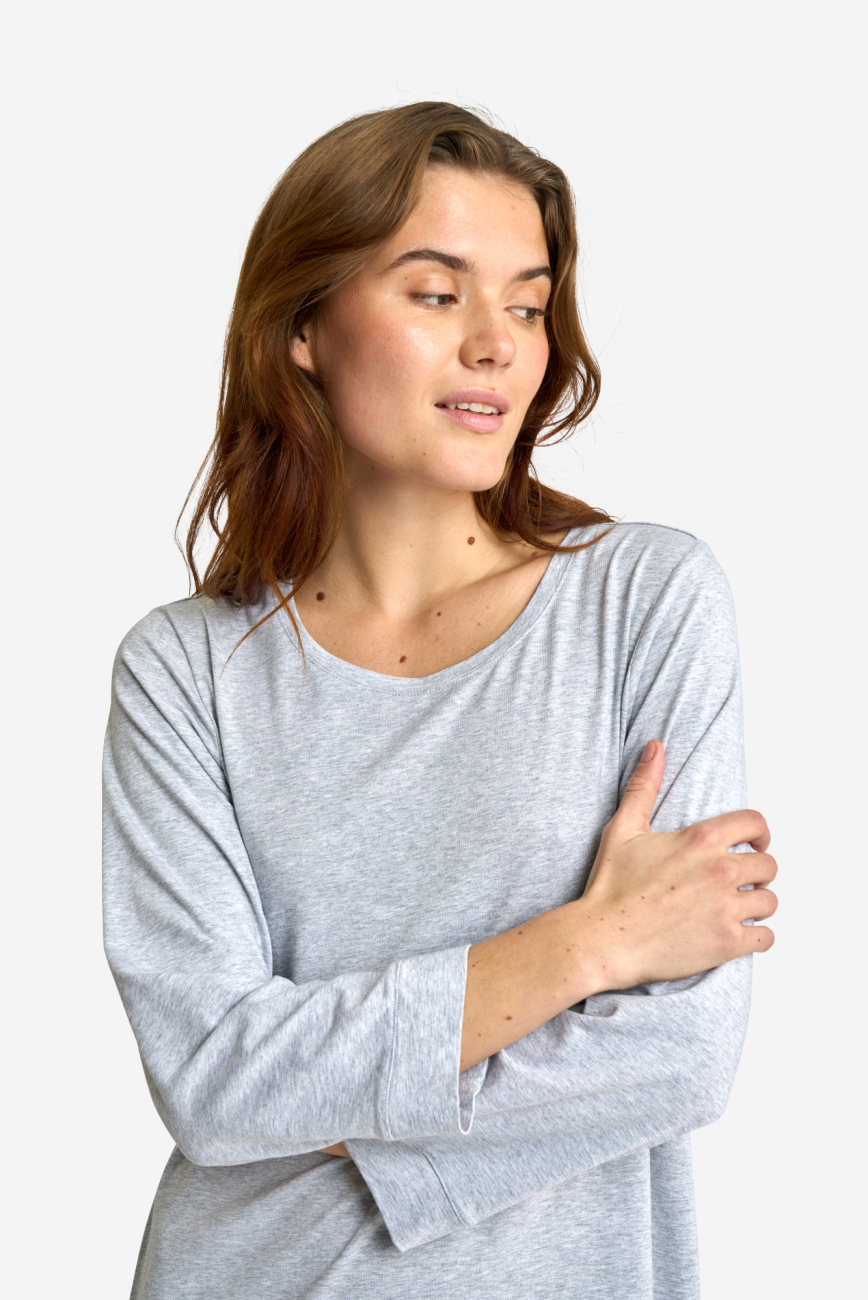 Big shirt m. lange ærmer | Bambusviskose | Grå -JBS of Denmark Women