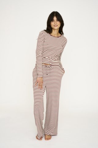 Rib bukser m. lige ben | Bambusviskose | Rosa stribet -JBS of Denmark Women