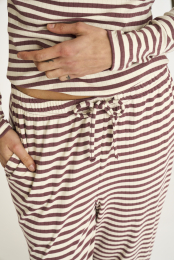 Rib bukser m. lige ben | Bambusviskose | Rosa stribet -JBS of Denmark Women