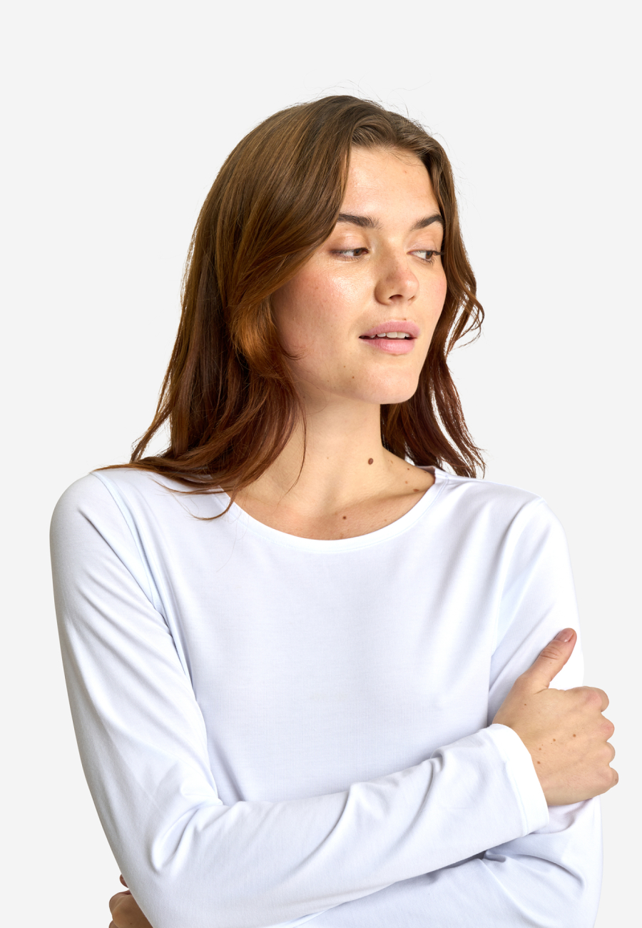 Langærmet t-shirt | Bambusviskose | Hvid -JBS of Denmark Women